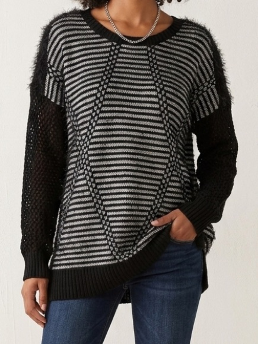 Vince Camuto Black and White Patterned Sweater